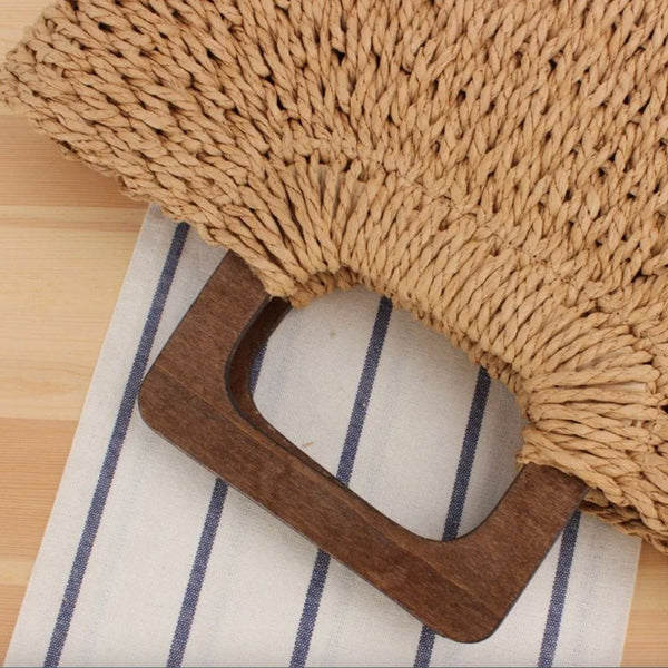 Wooden Handle Woven Summer Basket - Arriving WC 27th May