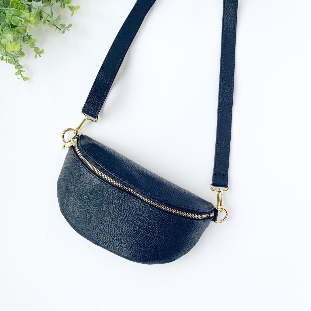 Small navy sales leather handbag