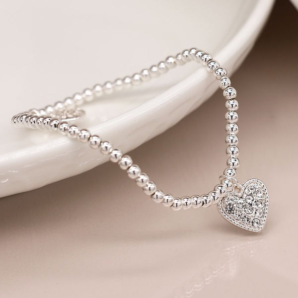 Silver Plated Bracelet With Crystal Heart