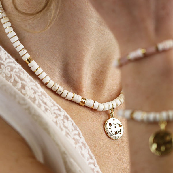Summer Breeze White Bead Necklace