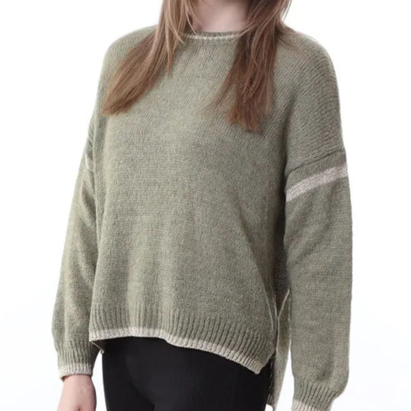 Khaki Green & Gold Knit Jumper