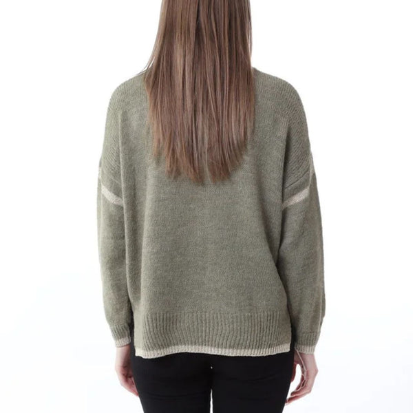 Khaki Green & Gold Knit Jumper