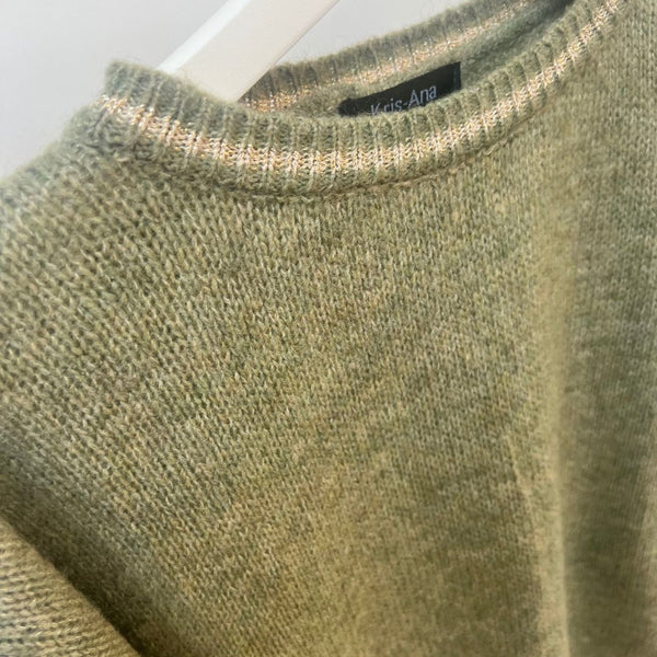 Khaki Green & Gold Knit Jumper