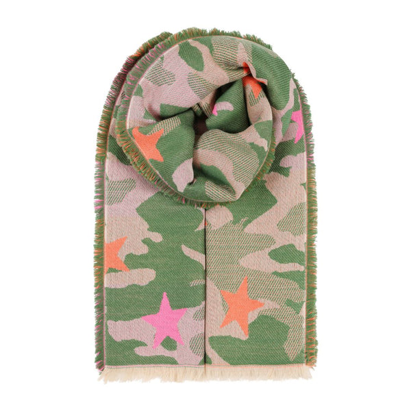 Premium Camo Khaki Green Star Scarf