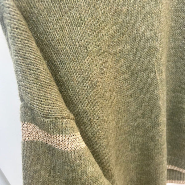 Khaki Green & Gold Knit Jumper