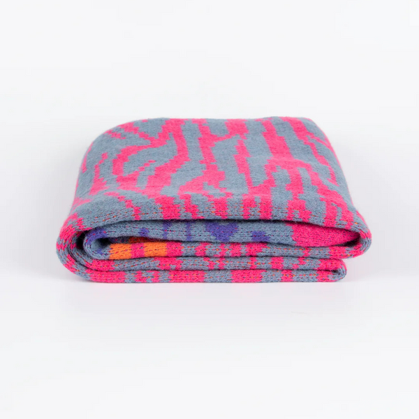 Fuchsia/Blue - Tiger & Leopard Print Winter Scarf