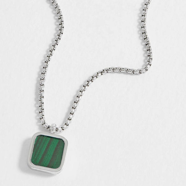 Malachite Gemstone Silver Necklace