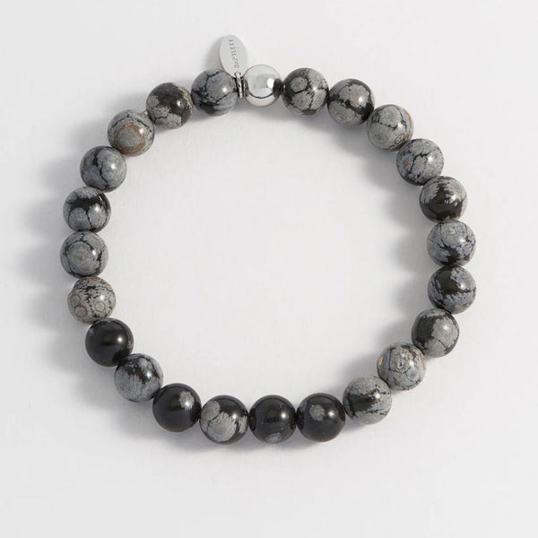 Grey & Black Gemstone Beaded Bracelet