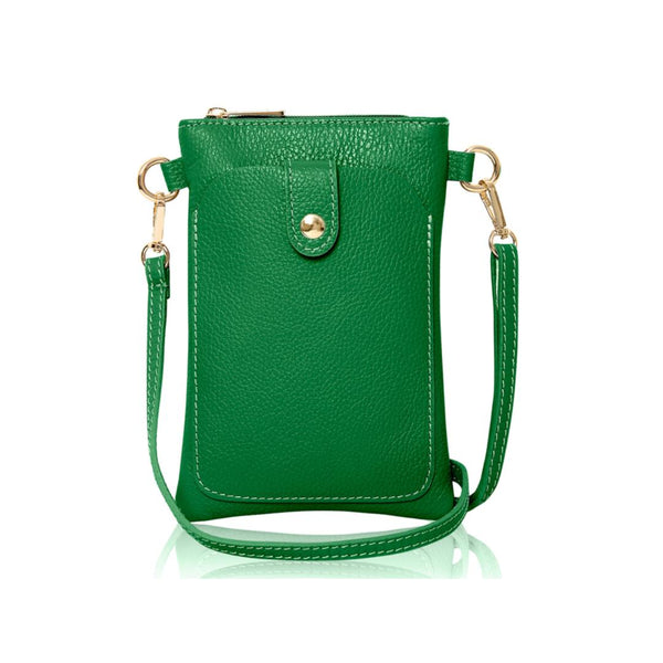 Emerald Green Leather Phone Pouch