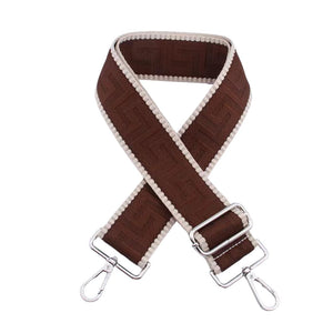 Brown & Cream Stripe Bag Strap - Silver Hardware