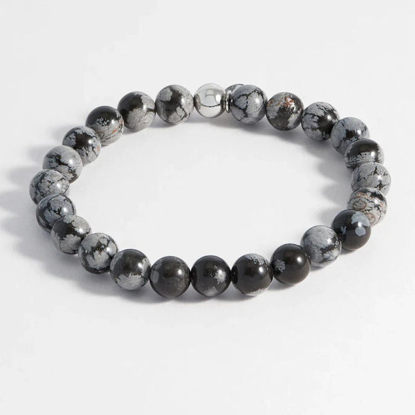 Grey & Black Gemstone Beaded Bracelet