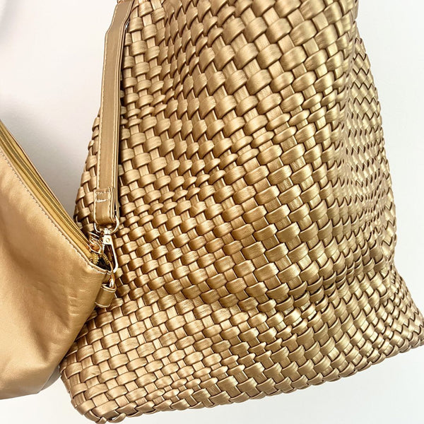 Metallic Gold Weave Tote Bag
