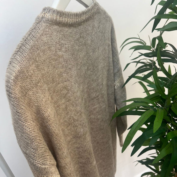 Taupe & Gold Knit Jumper