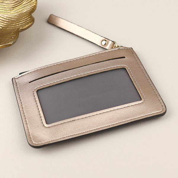 Bronze Metallic Faux Leather Card Holder