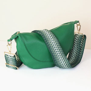 Emerald Green Vegan Leather Half Moon Sling Bag