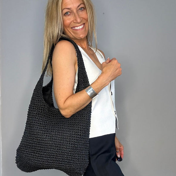 Black Woven Hobo Bag