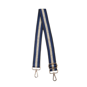 Blue & Gold Metallic Stripe Bag Strap