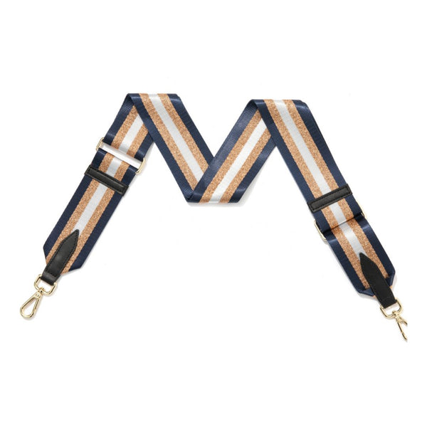Gold & Navy Metallic Stripe Bag Strap