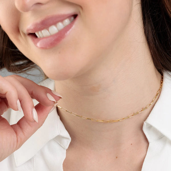 18K Gold Box Link Chain Necklace