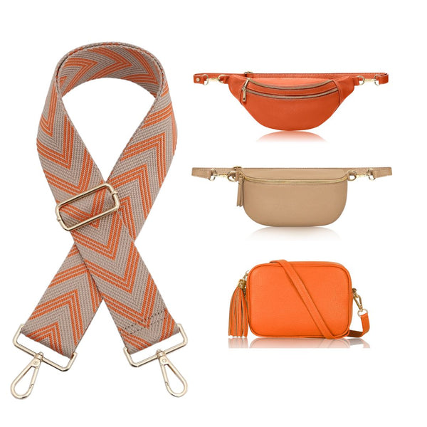 Orange & Taupe  Arrow Bag Strap