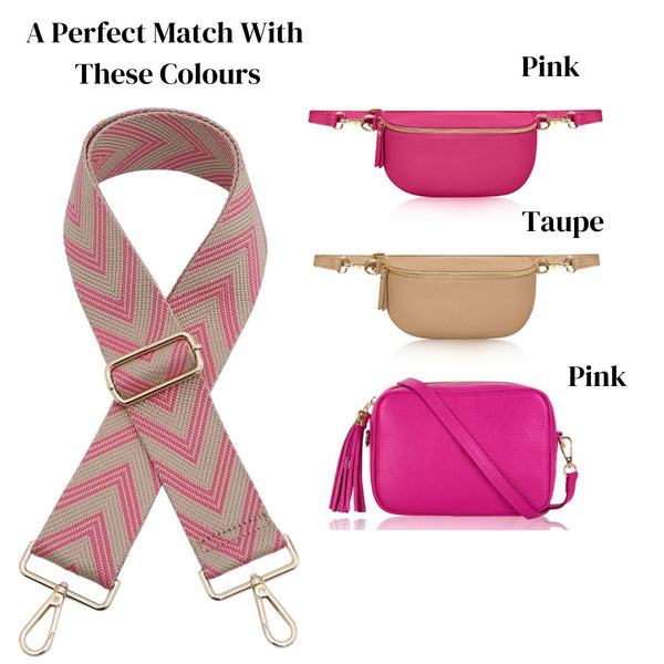 Pink & Taupe  Arrow Bag Strap