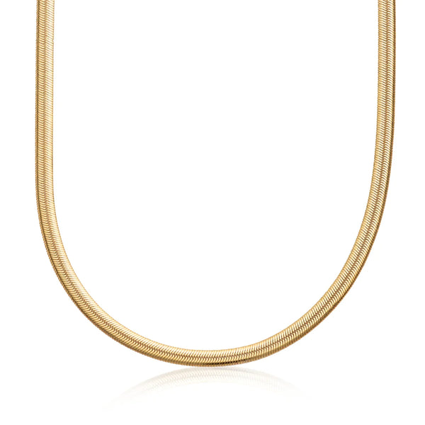 18K Gold Flat Snake Chain Necklace