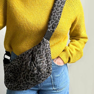 Grey Leopard Print Sling Bag