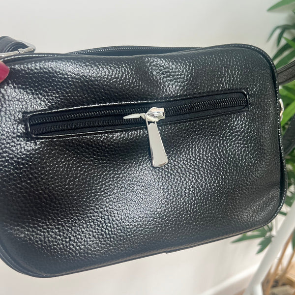 Black & Metallic Stripe Cross Body Bag