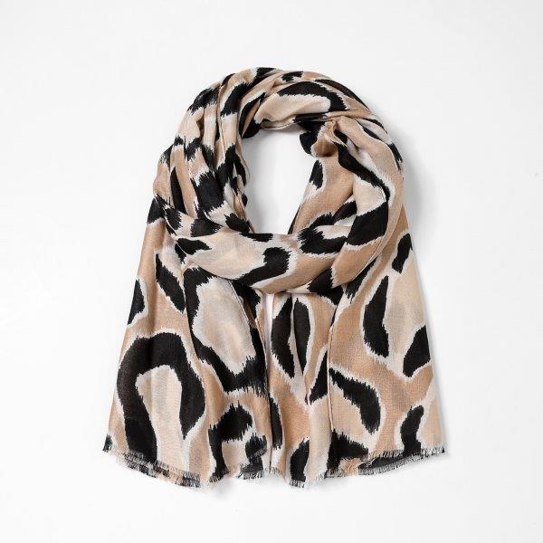 Beige & Black Large Animal Print Scarf