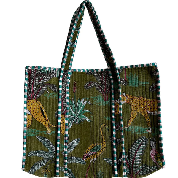 Green Madagascar Velvet Tote Bag