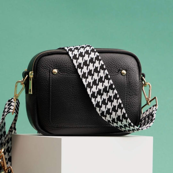 Black and White Houndstooth Bag Strap