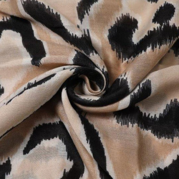 Beige & Black Large Animal Print Scarf