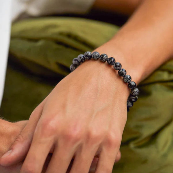 Grey & Black Gemstone Beaded Bracelet