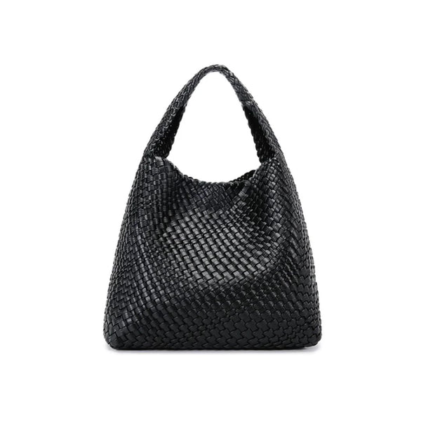 Metallic Black Weave Tote Bag