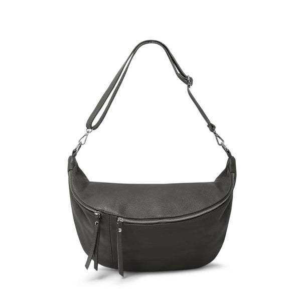 XL Slouchy Dark Grey Leather Bum Bag / Sling  Bag (SH)