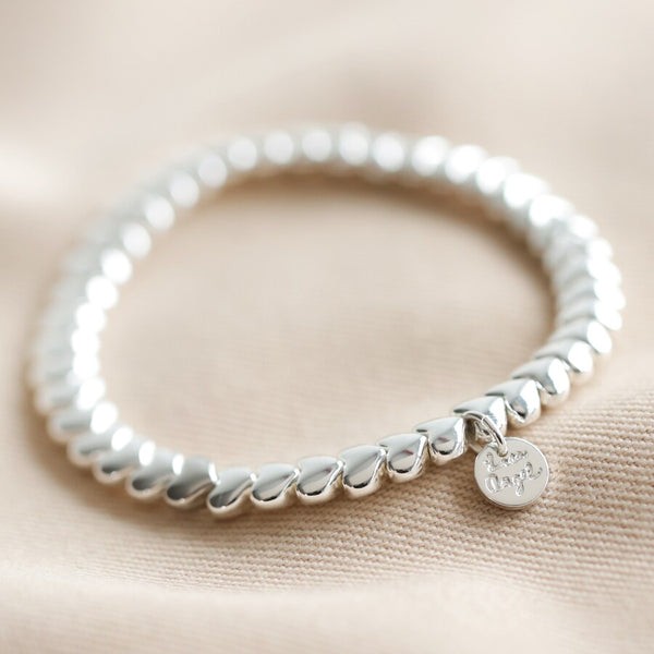 Silver Beaded Hearts Bracelet