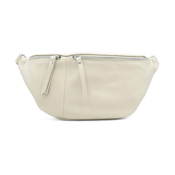 Cream Leather Large Sling Bag (Silver Hardware)