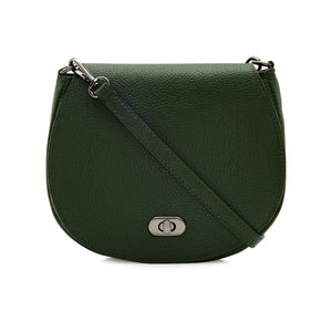 Dark Green Classic Leather Saddle Bag