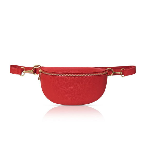 Red Leather Sling Bag / Bum Bag