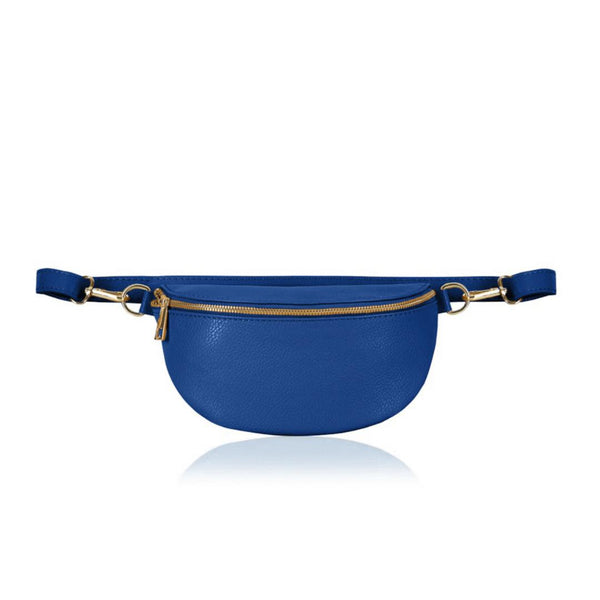 Royal Blue Leather Waist  Belt / Bum Bag
