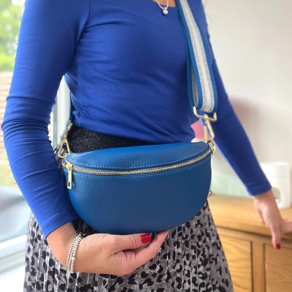 Royal Blue Leather Waist Belt / Bum Bag / Fanny Pack – Florrie & Bird