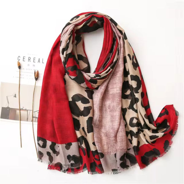 Red Leopard Print Scarf