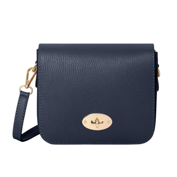 Navy Darcey Leather Small Satchel Bag