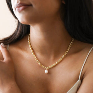 Gold Plaited Rope Chain and Pearl Necklace