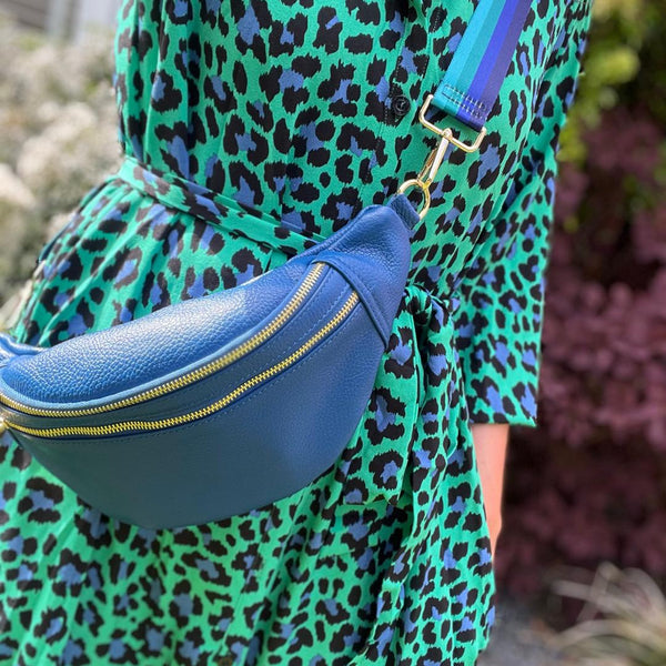 Large Double Zip Royal Blue Bum Bag | Sling Bag