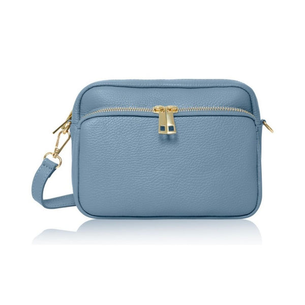 Denim Blue Double Pocket Cross Body Bag