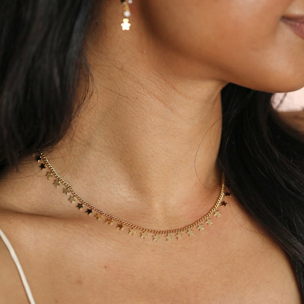 Gold Tiny Star Charm Necklace