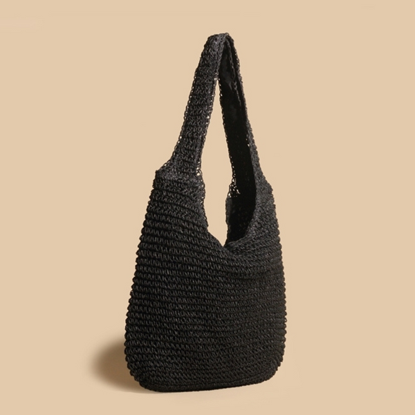 Black Woven Hobo Bag