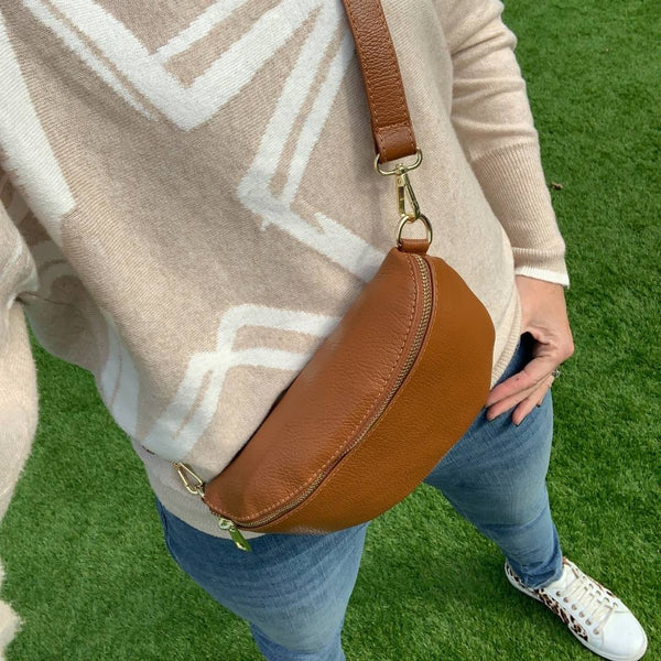 Tan Leather Sling / Bum Bag - Back In Stock
