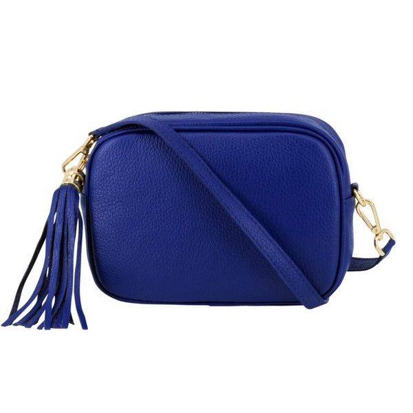 Cobalt Blue Leather Cross Body Tassel Bag
